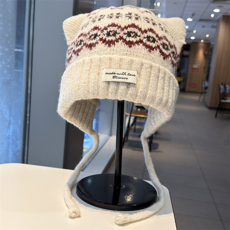 可爱猫耳朵加绒针织帽女秋冬加厚保暖护耳雷锋帽甜美显脸小毛线帽,服饰配件/皮带/帽子/围巾,帽子,淘宝优惠券,粉丝福利购,淘宝优惠卷