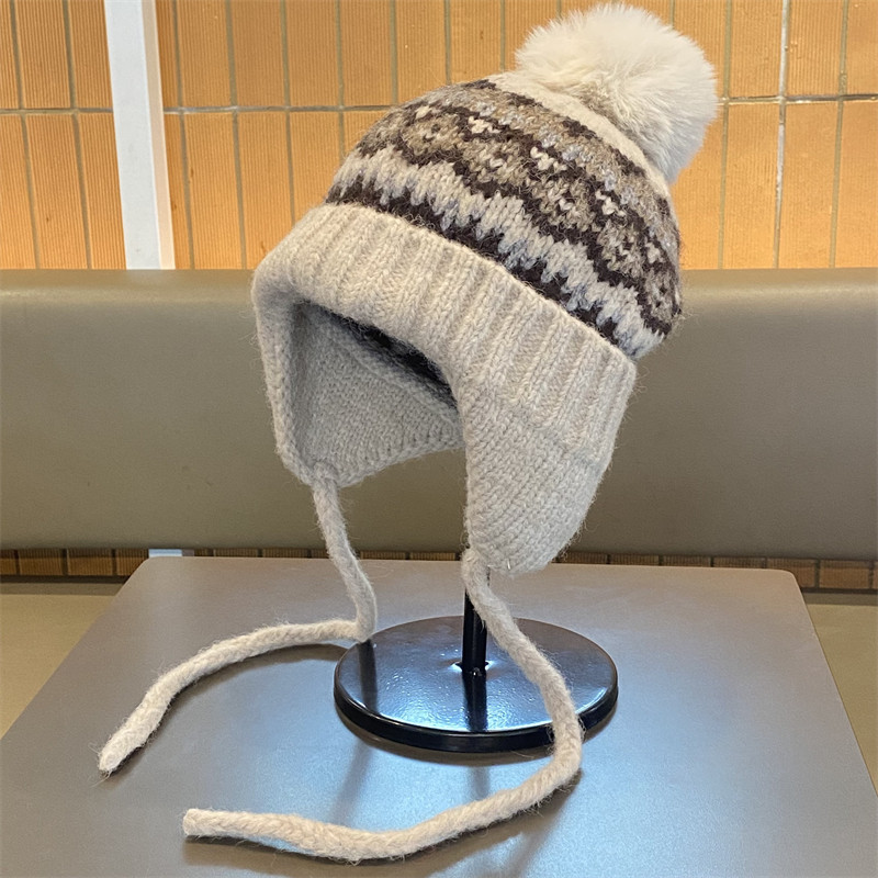 费尔岛复古滑雪毛线帽护耳雷锋帽