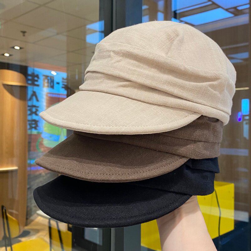 简约纯色褶皱报童帽女春夏季户外