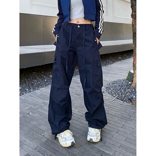 2026美邦潮流复古口袋装饰工装伞兵裤情侣宽松休闲直筒阔腿跳舞裤