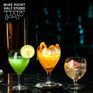 创意高颜值玻璃高脚杯子鸡尾酒杯组合套装 马天尼杯塔杯香槟杯 日式