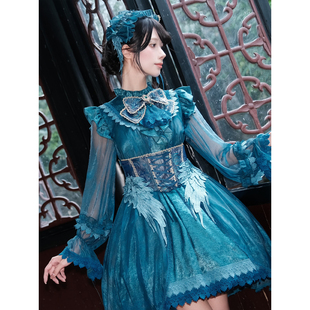 【意向+全款预约】孔雀羽 渡渡鸟DoDo Lolita孔雀蓝洛丽塔连衣裙