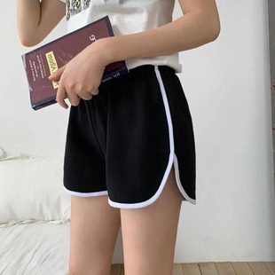 女休闲百搭裤 夏季 300斤运动松紧高腰短裤 新款 子ins潮 胖妹妹超大码