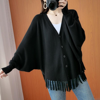 大码中长款开衫针织毛衣外套秋冬