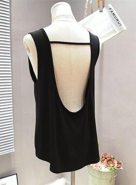 胖MM2-300斤吊带女夏季宽松内搭外穿潮遮肚子无袖露背超大码上衣