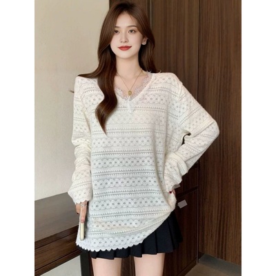 胖MM300斤大码长袖蕾丝拼接打底