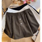 胖MM300斤加大码 秋冬纯色叠穿卫衣小屁帘遮臀纽扣高腰半身裙女装