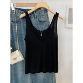 背心300斤大码 韩系正反两穿纯欲风吊带衫 女百搭纯色V领外穿无袖 潮