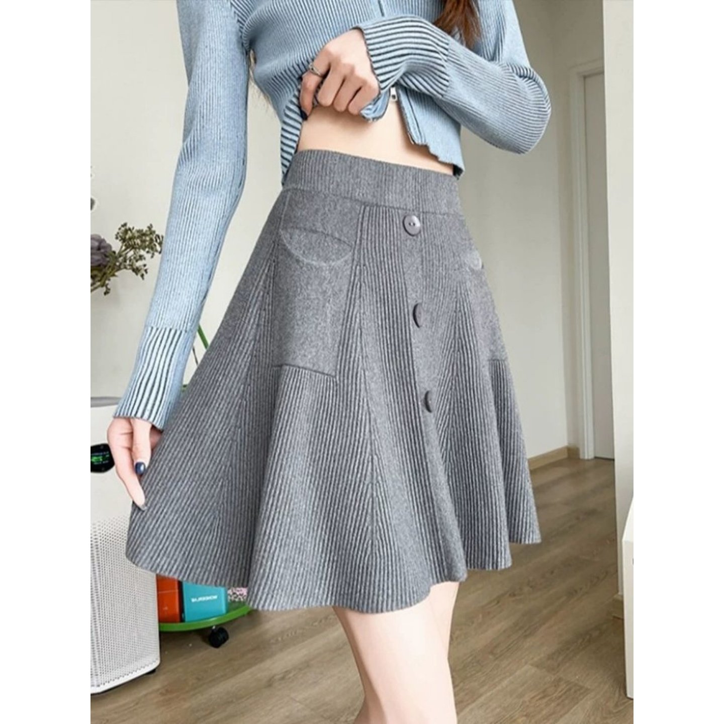 胖MM洋气减龄A字针织裙