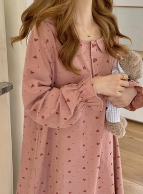 胖mm2-300斤温柔风甜美ins女装春秋新款特大码中长款家居服睡裙潮