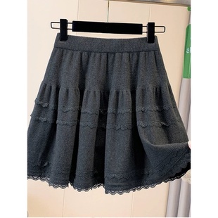 法式 女装 蛋糕荷叶边蕾丝A字蓬蓬半身裙女显瘦短裙 300斤大码 胖MM2