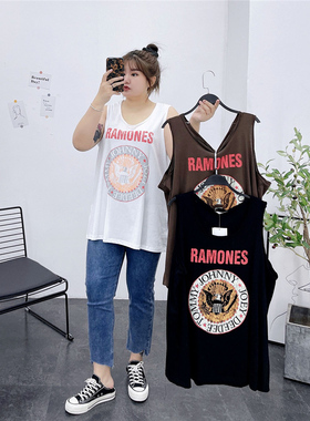 夏季2-300斤超大码休闲内搭宽松胖MM吊带背心女打底遮肚上衣ins潮