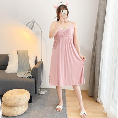 夏季特大码甜美蕾丝吊带睡裙