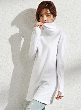 秋冬季新款百搭简约纯色打底衫女装胖MM300斤加大码高领显瘦上衣