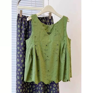 宽松休闲显瘦百搭上衣 设计感镂空V领吊带背心胖mm韩版 300斤大码