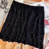 胖MM300斤超大码 半身短裙 秋冬季 法式 纯色镂空蕾丝拼接设计感女装