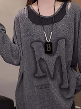 胖mm2-300斤宽松遮肚子韩版原宿风ins潮流时髦春秋款加大码女T恤