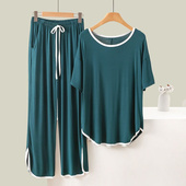 休闲两件套装 胖妹妹300斤超大码 长裤 短袖 女ins潮 宽松显瘦纯色薄款