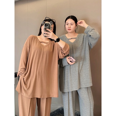 胖MM300斤大码简约睡衣套装