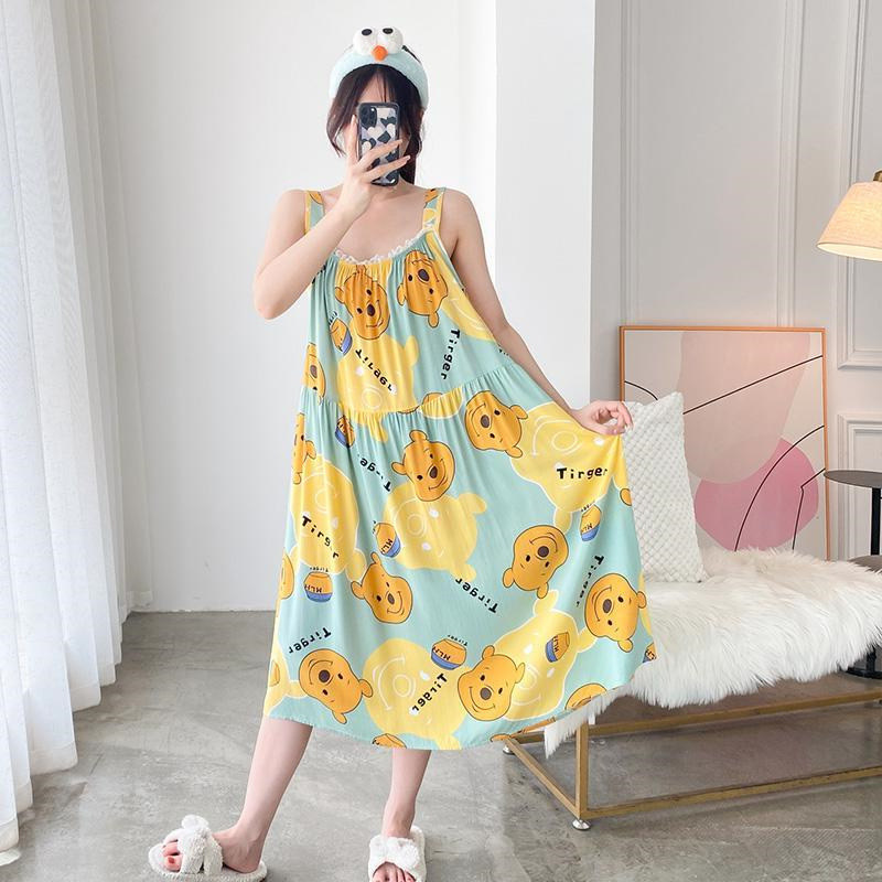 夏季新款胖MM300斤简约外穿无袖睡衣连衣裙大码薄款吊带睡裙女装