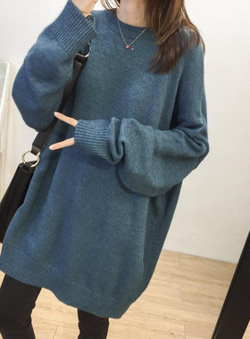 胖mm300斤大码毛衣女秋冬宽松套头慵懒外穿中长款针织衫上衣外套