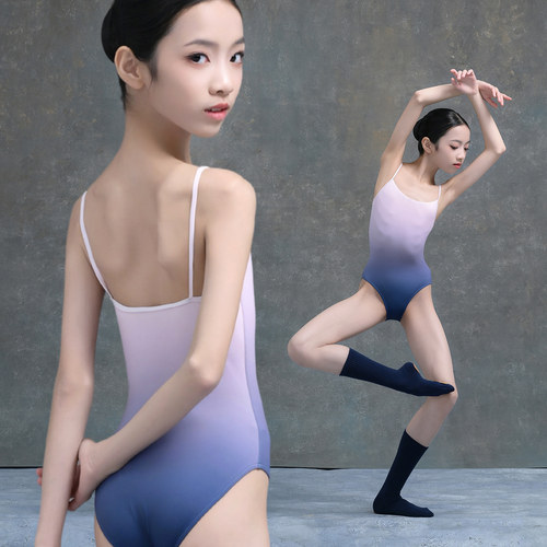 女童芭蕾舞渐变连体服艺考考级