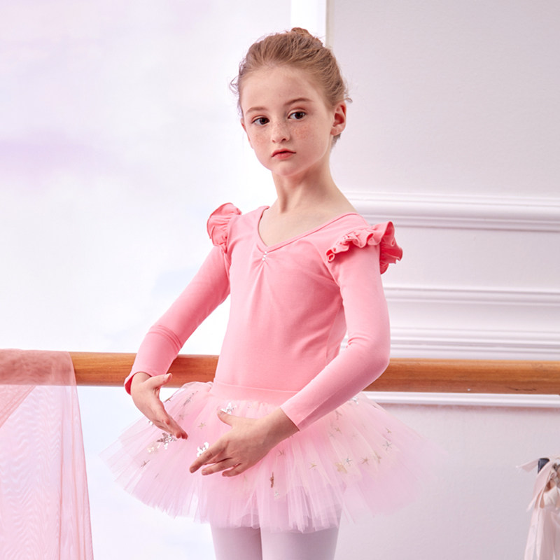 舞蹈服儿童女童秋冬季练功服长袖芭蕾舞裙跳舞服装中国舞幼儿衣服