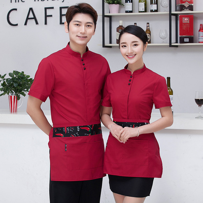 酒店工作服夏装女火锅店西餐厅咖啡厅餐饮饭店茶楼服务员短袖新款