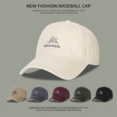 日系复古水洗棉棒球帽子女宽檐深顶显脸小遮阳防晒软顶刺绣鸭舌帽