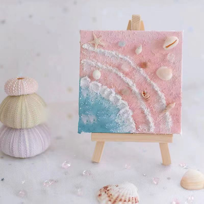 贝壳肌理画立体沙海滩diy手工材料包石英砂小插油画装饰摆件礼物图片