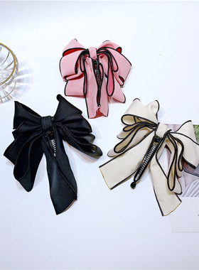New Ribbon Bow Banana Clip Cute Pearl Hair Pins Barrette Wom