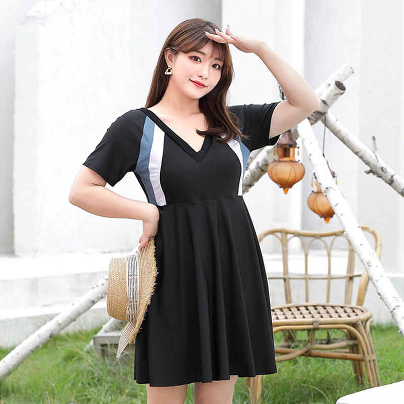 加肥加大码泳衣女300斤显瘦连体胖mm泡温泉泳衣遮肉