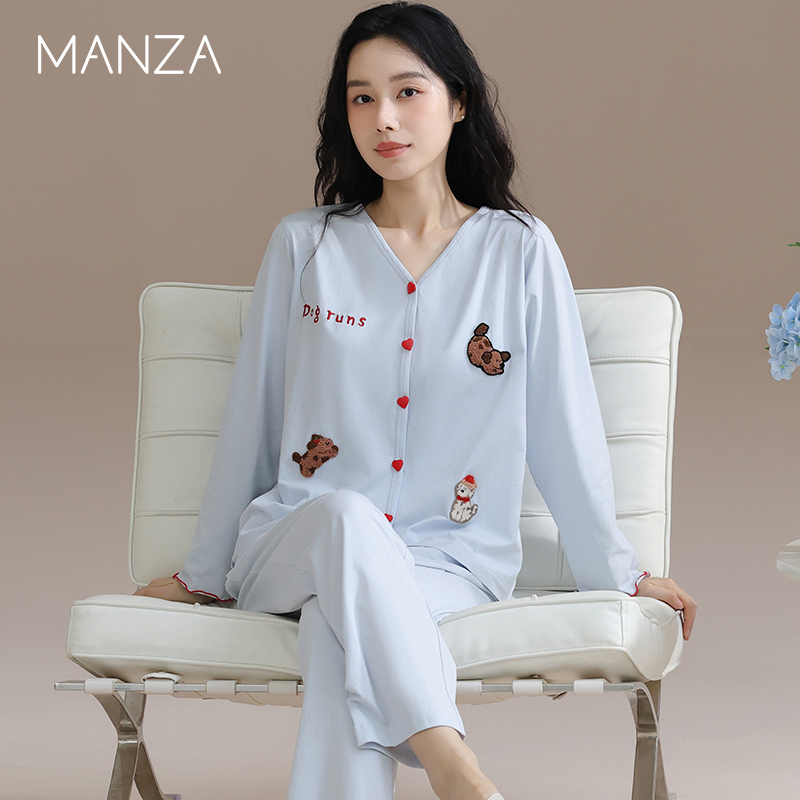 100%纯棉睡衣女春秋季新款家居服