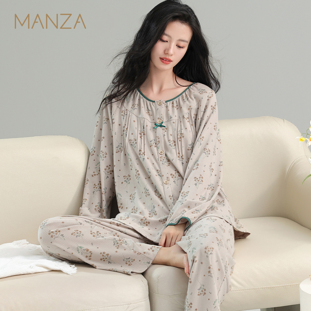 春秋季长袖长裤家居服套装