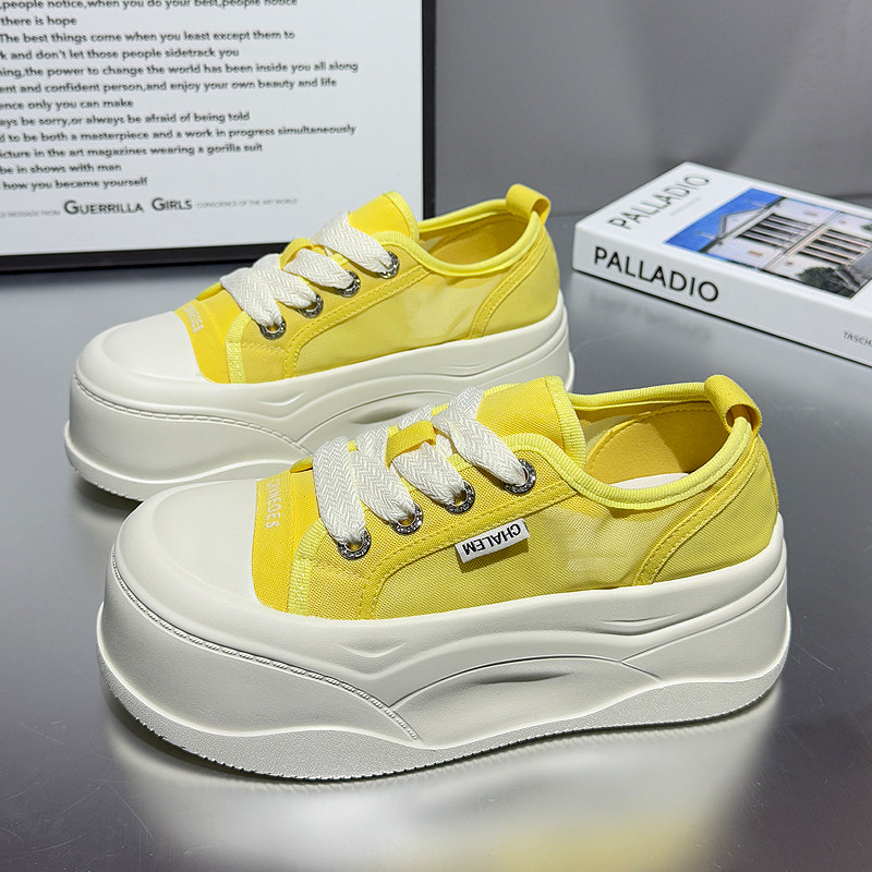 超轻便厚底小白鞋女2026新款夏季网面薄款内增高女鞋6cm休闲板鞋