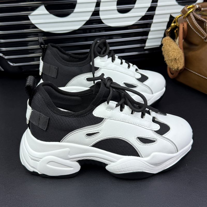 2025春季新款真皮内增高老爹鞋