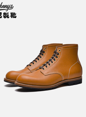 强尼制靴 复古贝克曼工装靴 大头BECKMAN 机车靴马丁靴男鞋