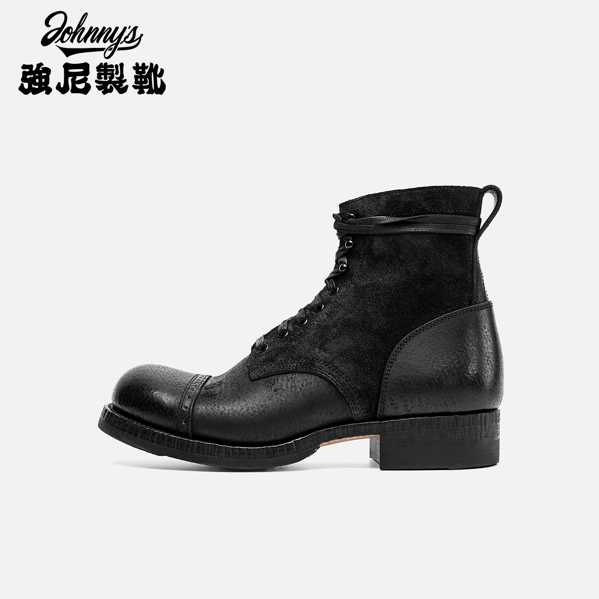 强尼制靴骡臀伞兵靴高帮机车靴