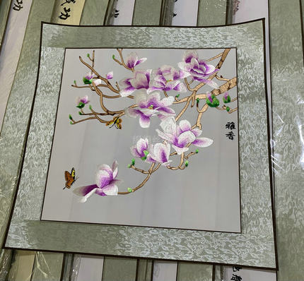 苏绣成品挂画苏州刺绣玄关装饰画新中式精品卧室餐厅书房精品挂画