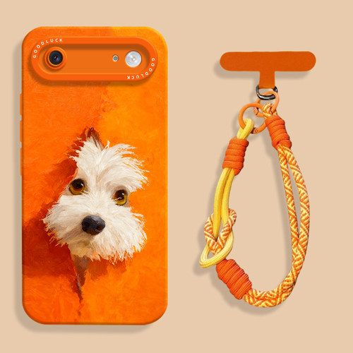 适用苹果air毛绒狗狗橙手机壳