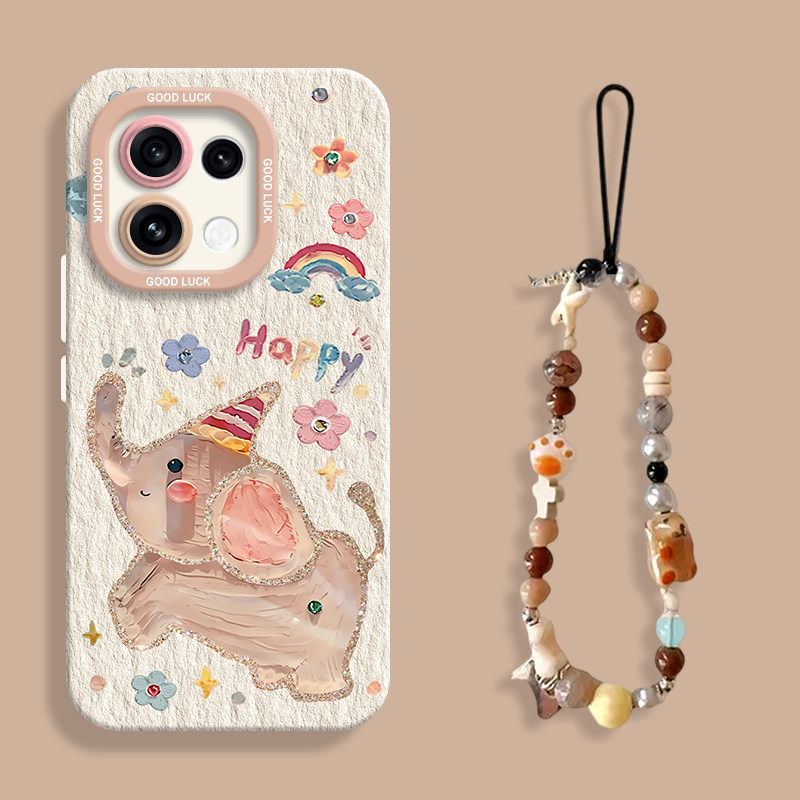 happy小飞象适用opporeno16手机壳新款reno16pro瞳眼硅胶壳reno15液态保护套OPPO男女15pro带挂绳创意卡通