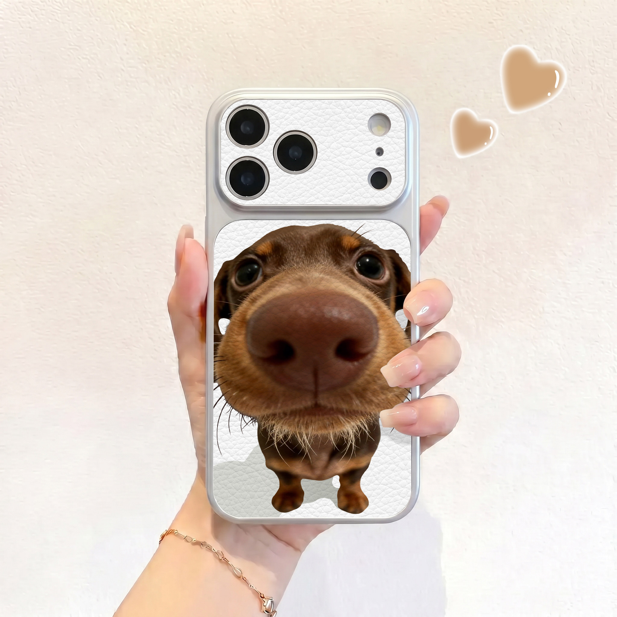 大鼻头狗狗适用iPhone17不会撞壳手机壳新款苹果17promax仿皮16pro皮纹壳17pro保护套ip16男女15卡通14可爱