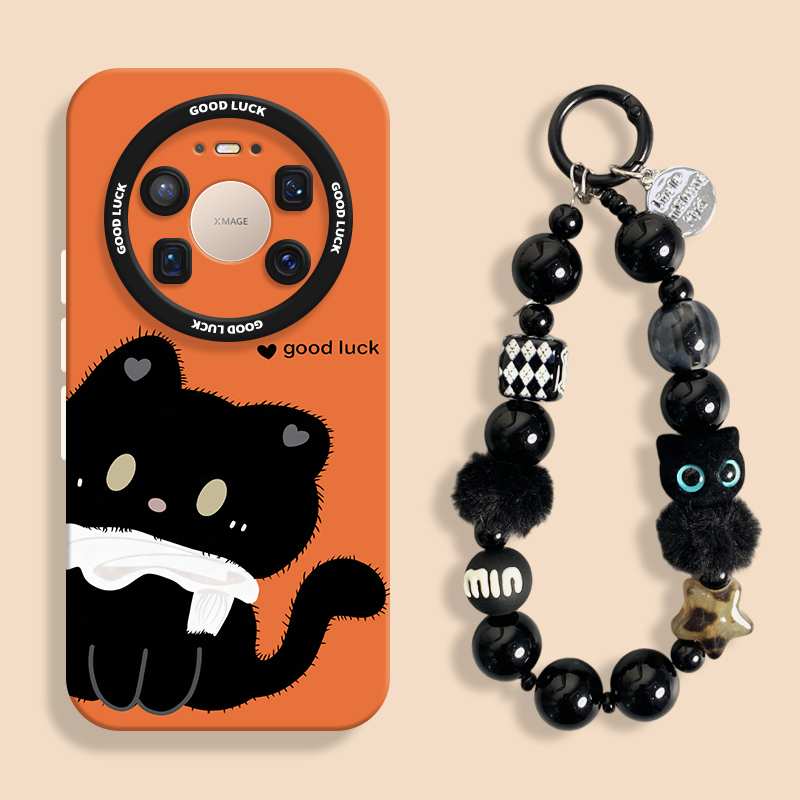 适用mate80幸运小黑猫手机壳