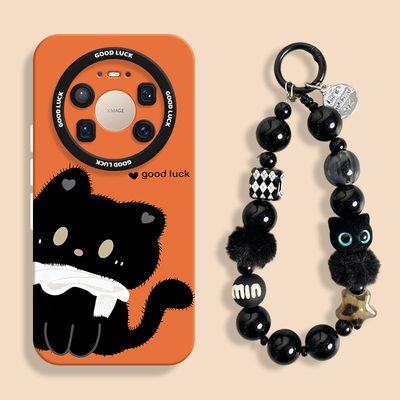 适用mate80幸运小黑猫手机壳