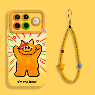 创意自信猫猫适用小米红米k90promax瞳眼手机壳红米k90防摔Redmi K90pro液态硅胶软壳男女k90可爱por卡通情侣
