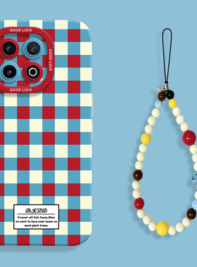 ins红蓝撞色格子适用iqoo15手机壳新款IQOO15瞳眼液态硅胶iqoo15pro镜头全包VIVO防摔保护套爱酷男女por个性