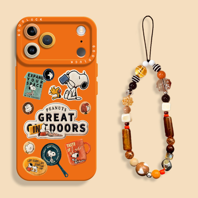 毛绒标签史努比适用iPhone17手机壳新款苹果17promax液态苹果air瞳眼硅胶壳17pro保护套ip17带挂绳17男女可爱