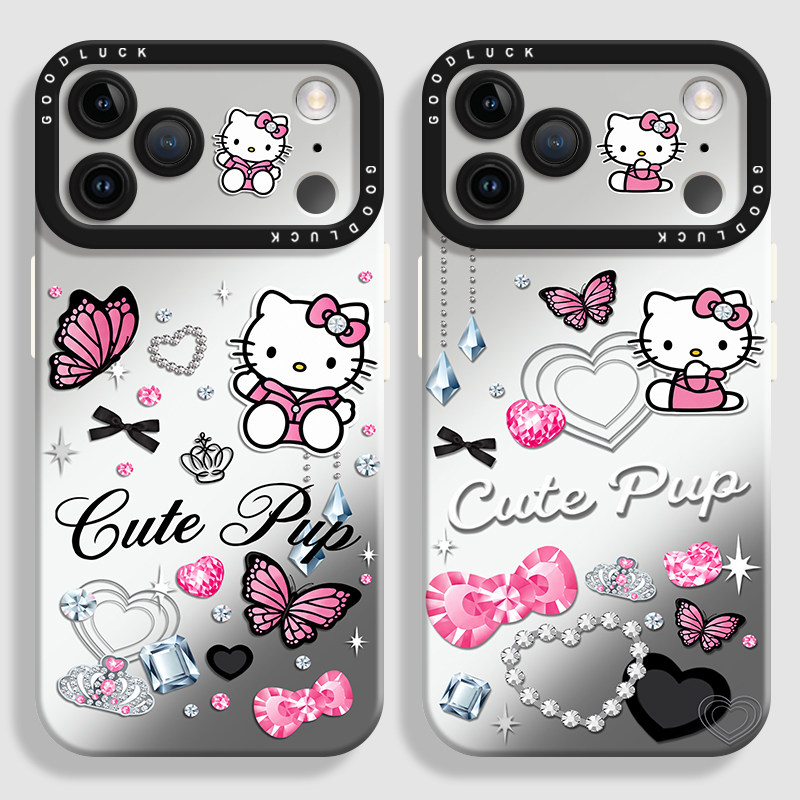 水晶蝴蝶结猫适用iPhone18promax不会撞壳手机壳新款苹果18pro液态苹果18硅胶壳ip17保护套16挂绳15卡通14