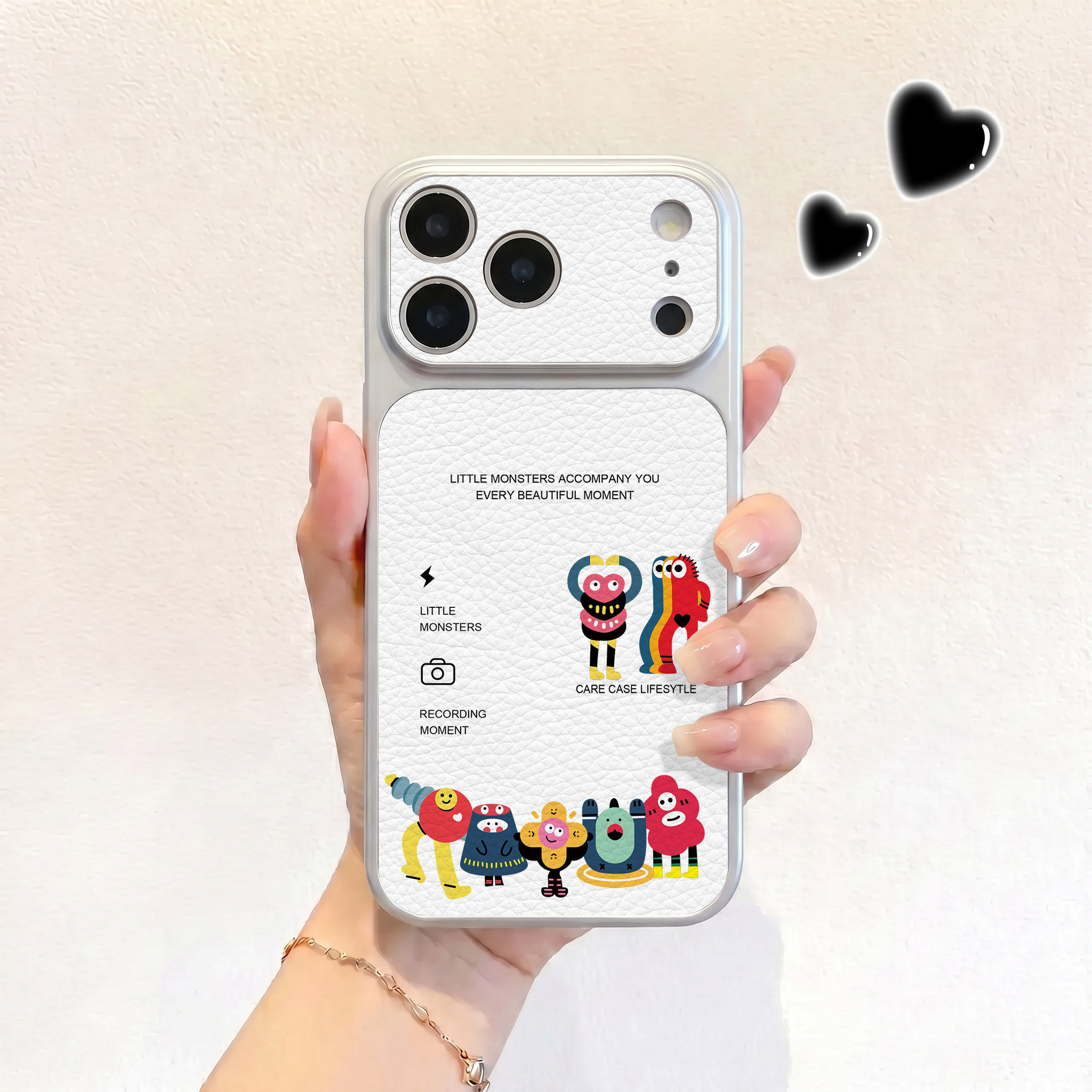 字母小怪兽合影适用iPhone17不会撞壳手机壳新款苹果17promax仿皮16pro皮纹壳17pro保护套ip16男女15卡通14