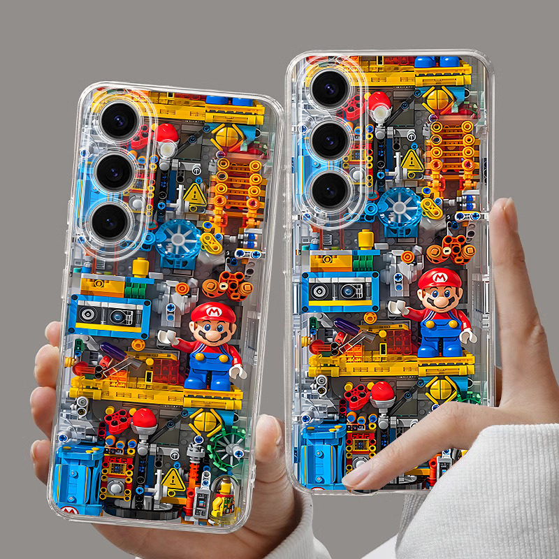 乐高马里奥适用三星S24Ultra透明手机壳三星S24保护壳全包S23+防摔S23Ultra硅胶保护套s22+男s22女软壳卡通